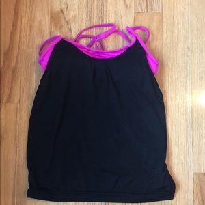 Athleta pink and black built in bra tank